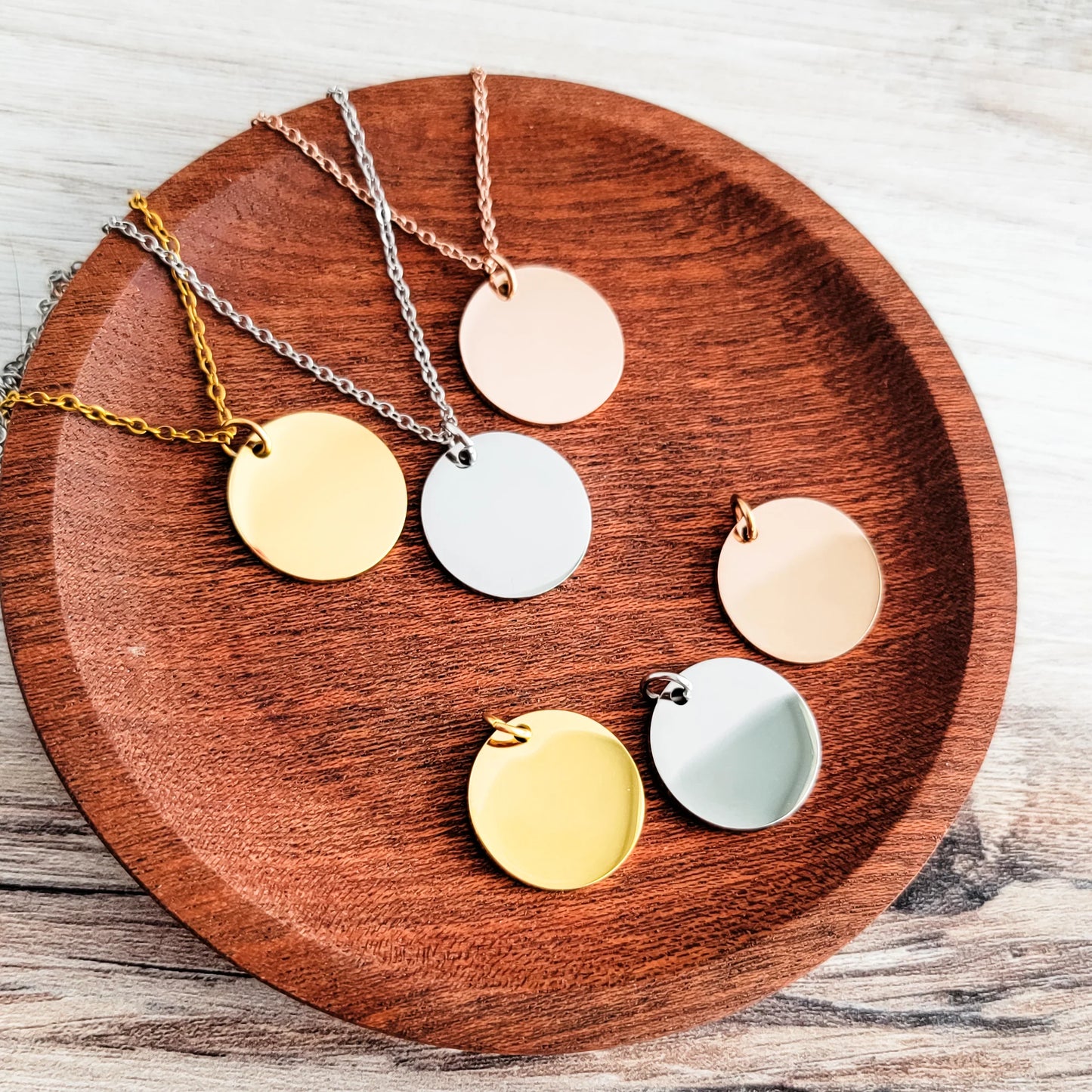 20mm Disc Necklace (Silver, Gold, or Rose Gold)