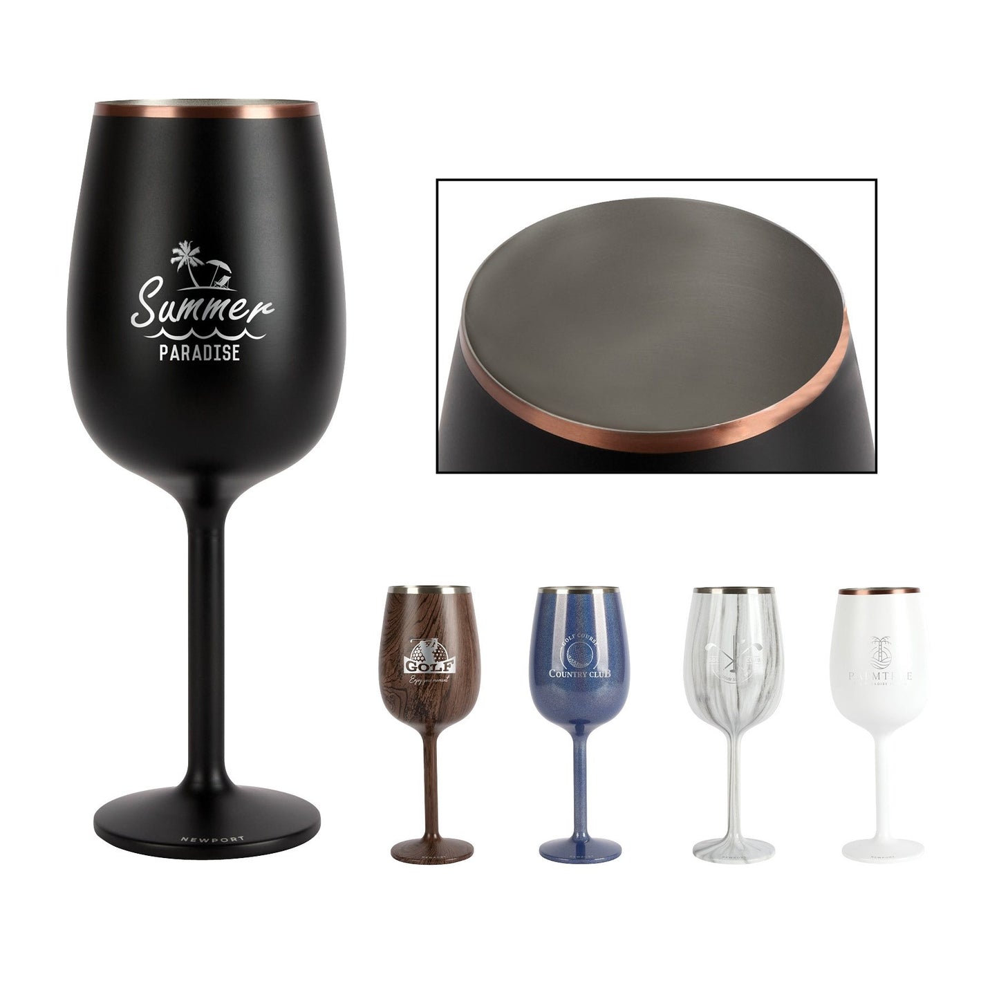 Stainless Steel Wine Glasses with Stems